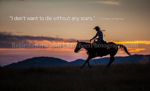 I dont want to die without any scars.