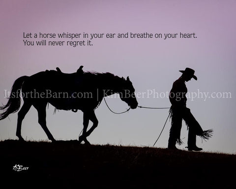 Let a horse whisper in your ear and breath on your heart. You will never regret it.